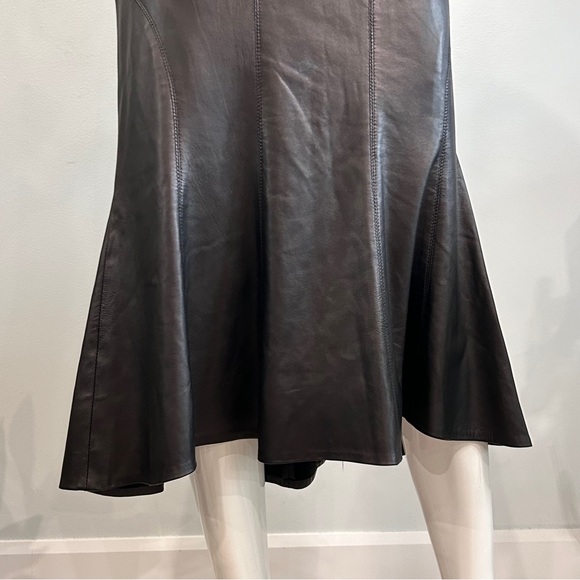 Izzy Camilleri Flared Tulip Profile Leather Midi Skirt - Picture 5 of 15